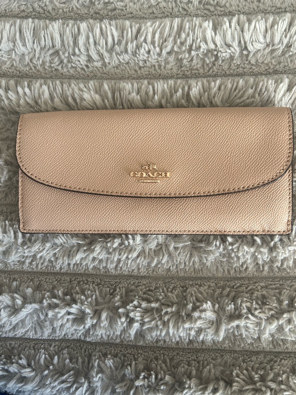 Coach Crossgrain Leather Slim Envelope Wallet Blush Nude Gold Long Wallet
